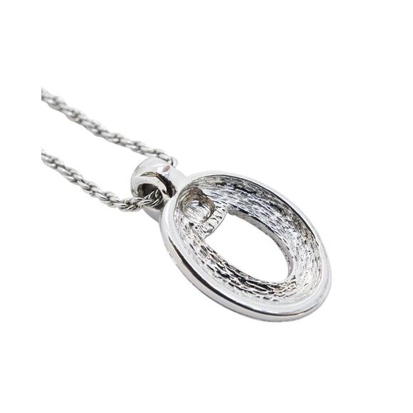 Pre Loved Dior Oval Crystal Pendant Necklace Women Silver - Picture 2 of 6